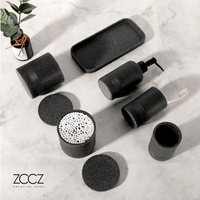 ZCCZ Black Stone bathroom tumbler stores toothpaste and razors neatly