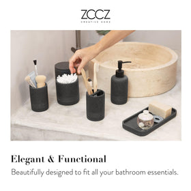 ZCCZ Black Stone toothbrush holder fits most brushes and keeps counter tidy