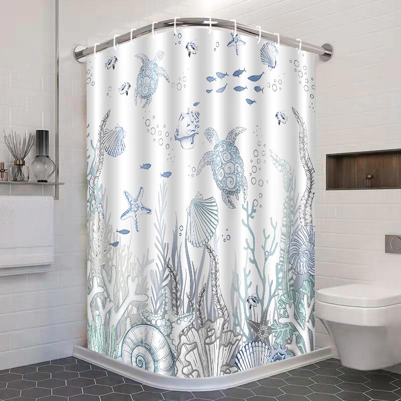 ZCHOMI shower curtain features fish design for a breezy seaside vibe.