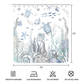 ZCHOMI seashell motif complements beach-style bathrooms and quick-drying fabric.