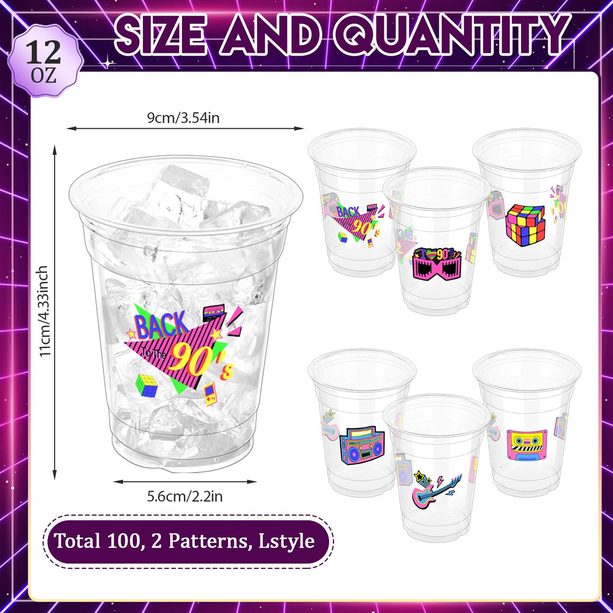 ZCPTZ 90s cups pack 100-count for easy party stocking