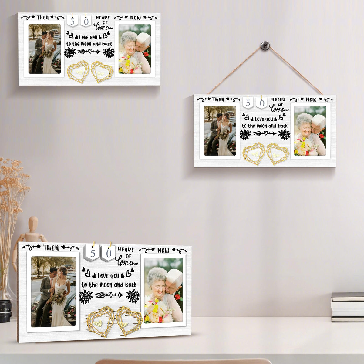 ZCPTZ anniversary frame elevates home décor with elegant glass and cotton heart detail.