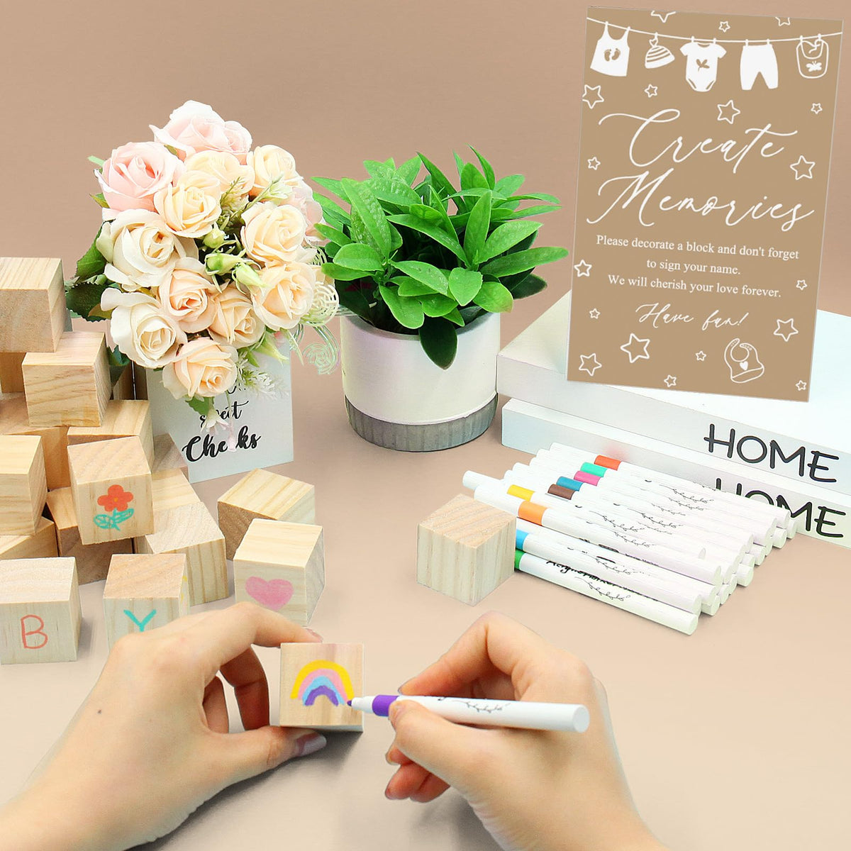 ZCPTZ baby shower signs showcase natural wood look for elegant decor.