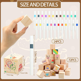 ZCPTZ 24-color pens for vivid, mess-free writing on wooden blocks.