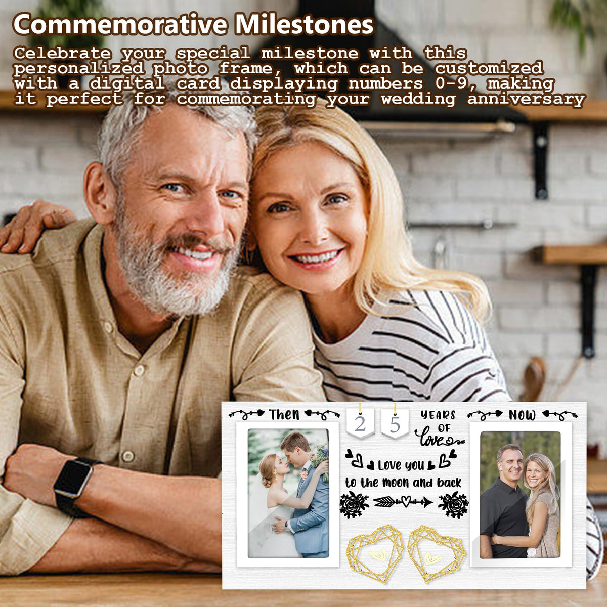 ZCPTZ MDF wood frame protects photos while adding timeless style to shelf or mantel.