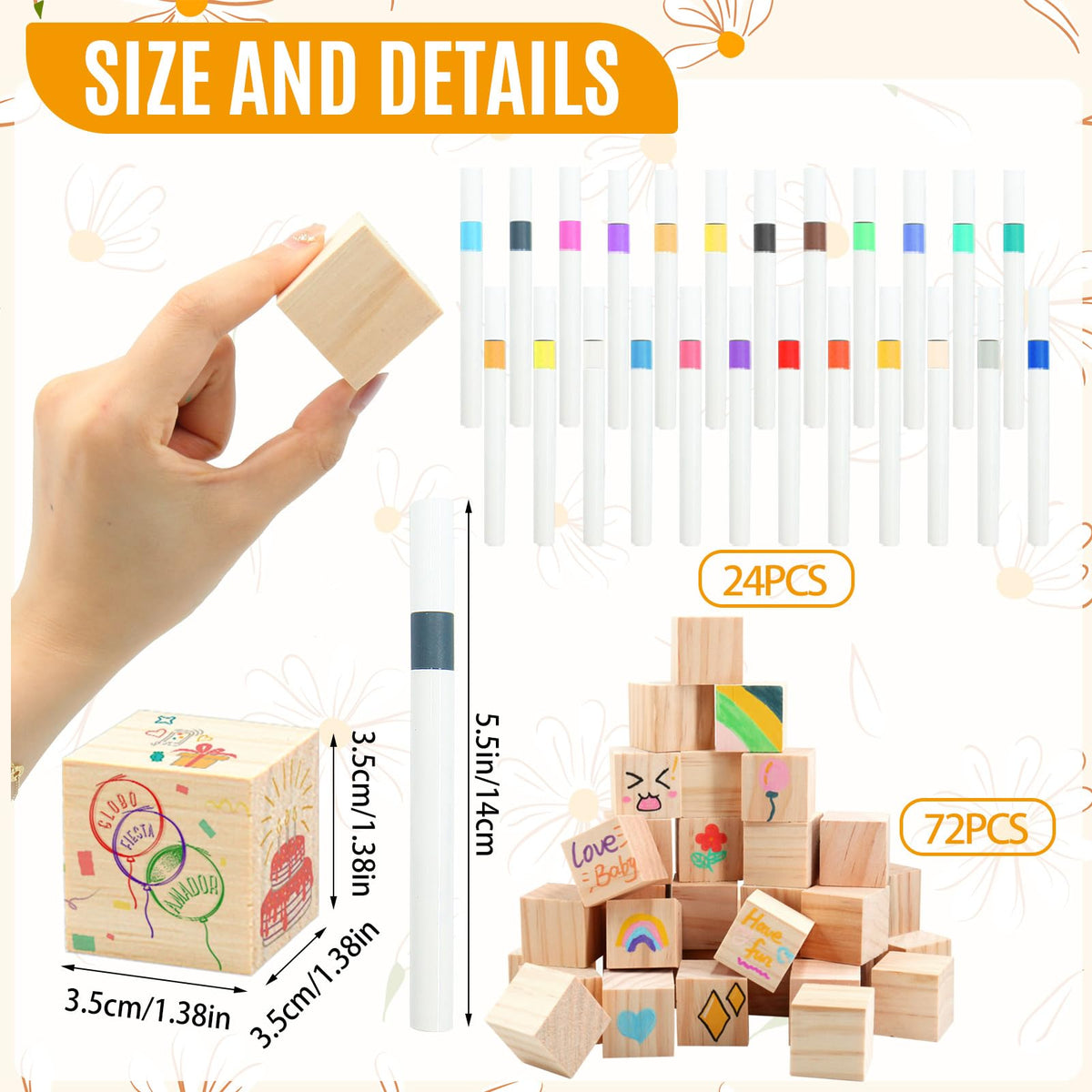 ZCPTZ Sun-theme wooden blocks pack of 72 for guest messages