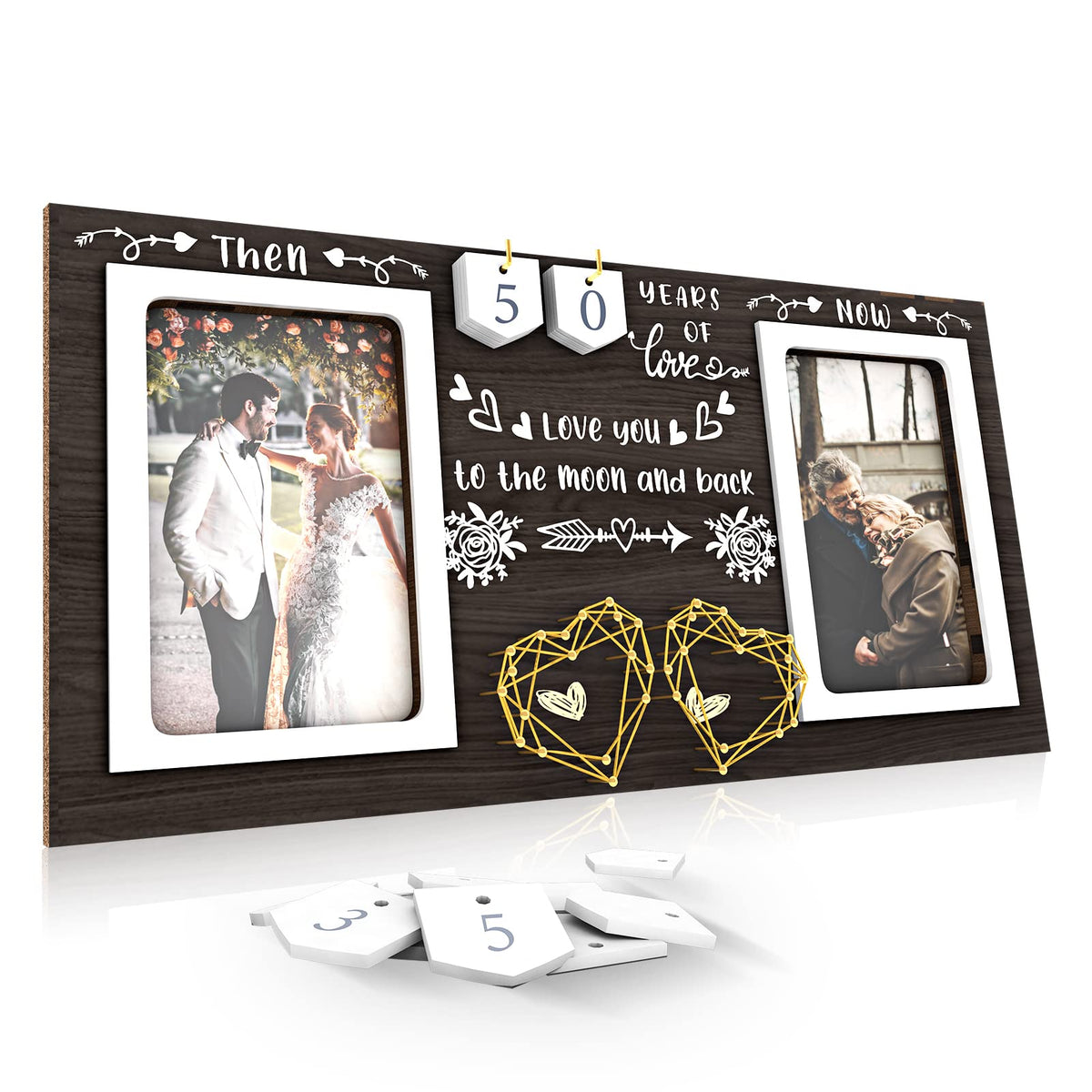 ZCPTZ Then & Now frame with side-by-side photos for a timeless couple’s story.