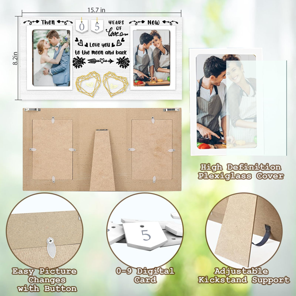 ZCPTZ two 4x6 photos frame ideal for wedding memories and anniversaries.