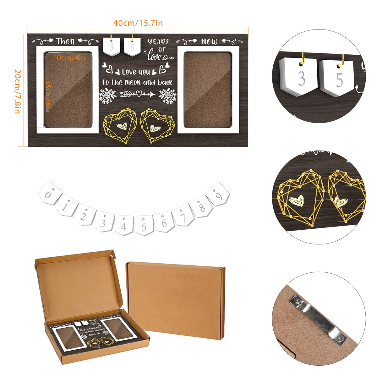 ZCPTZ wood photo frame holds two 4x6 photos for memorable wedding moments.