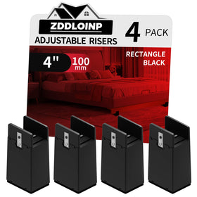 ZDDLOINP bed risers with adjustable clamp lift four inches for under-bed storage