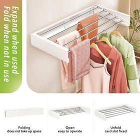 ZdwCyl retractable drying rack in use on wall