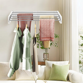 ZdwCyl space-saving wall-mount drying rack keeps floors clear