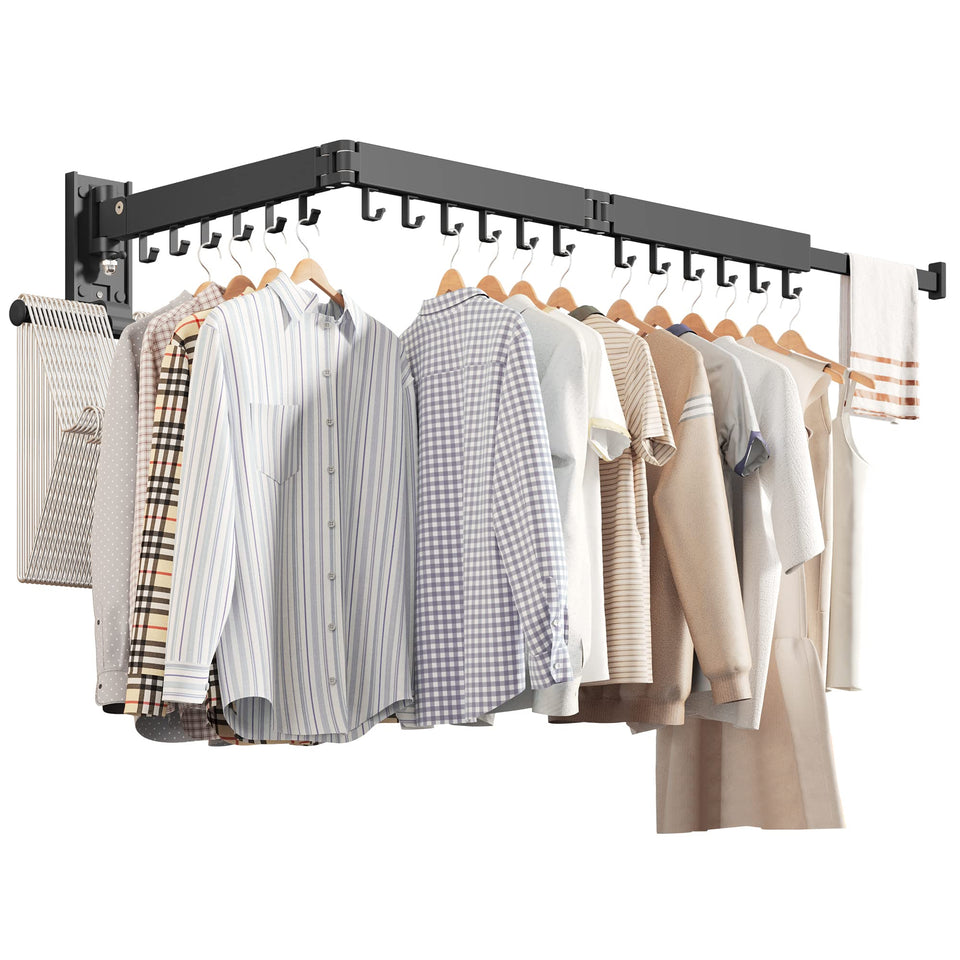 ZdwCyl wall-mounted clothes hanger with left-right fold for compact drying.