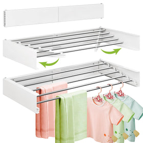 ZdwCyl wall-mounted drying rack shows sturdy installation and 32-inch width