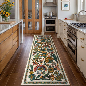 Zealude Egypt Floral Runner versatile for laundry room and entryways