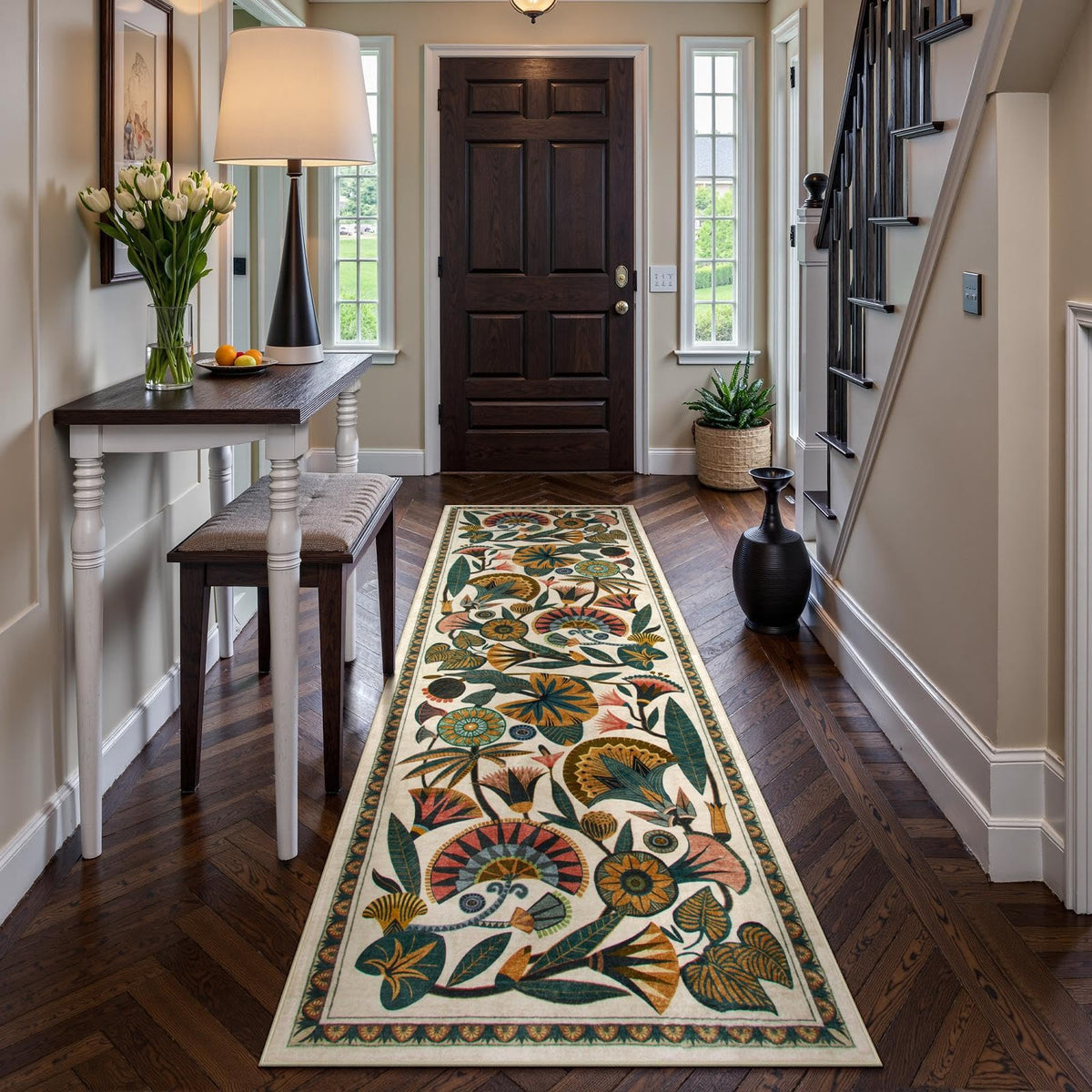 Zealude Egypt Floral Runner pet and kid friendly for safe, comfortable spaces