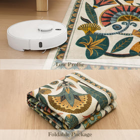 Zealude Egypt Floral Runner low-pile design helps furniture slide without snagging
