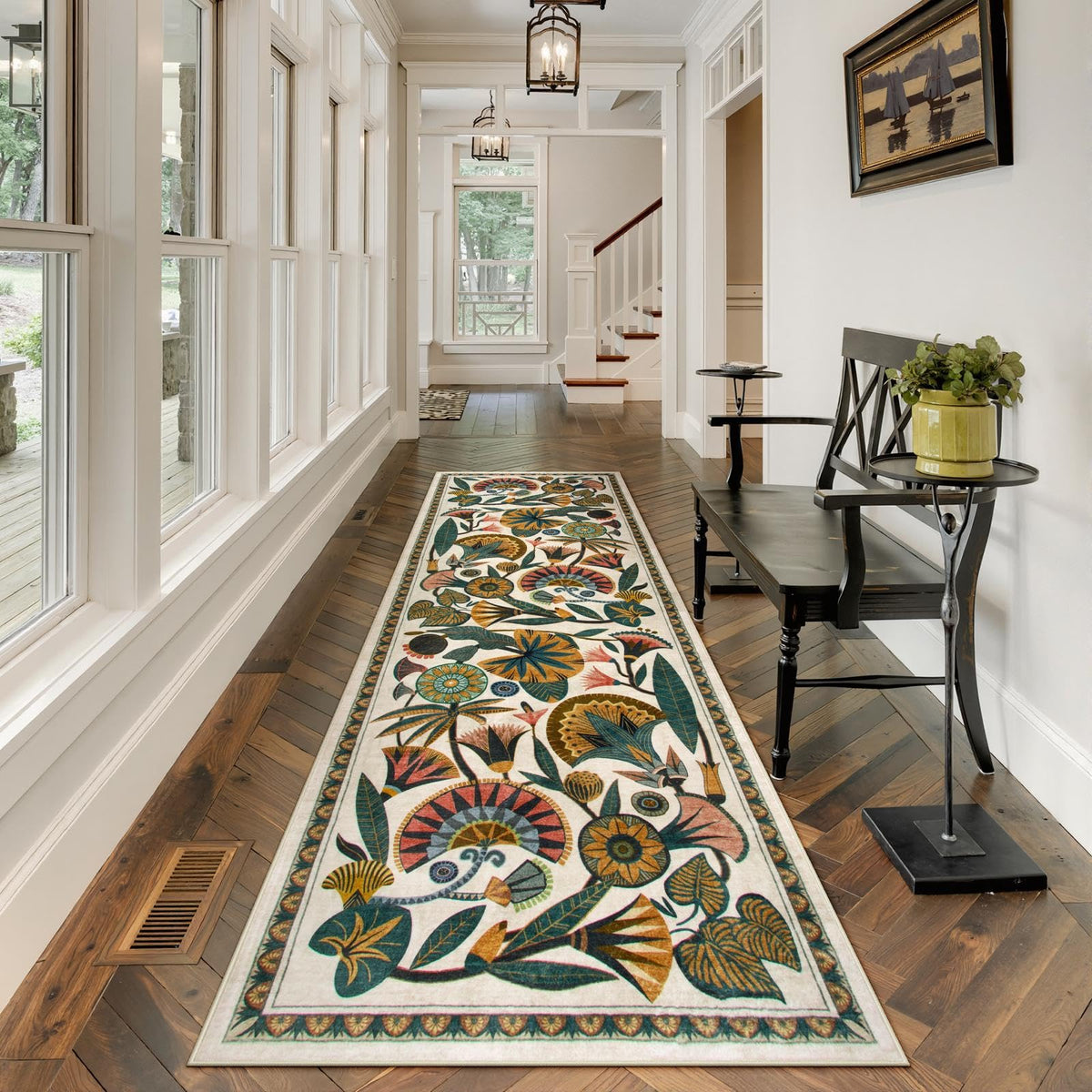 Zealude Egypt Floral Runner texture highlights slim profile ideal for under doors