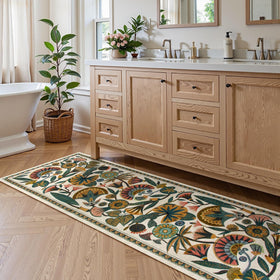Zealude Egypt Floral Runner non-slip backing keeps it in place during daily foot traffic