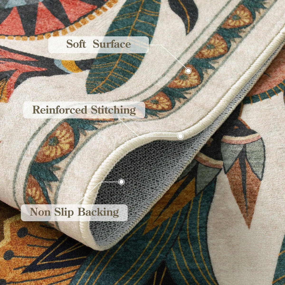 Zealude non-slip backing rug with TPE grip for safe everyday foot traffic.