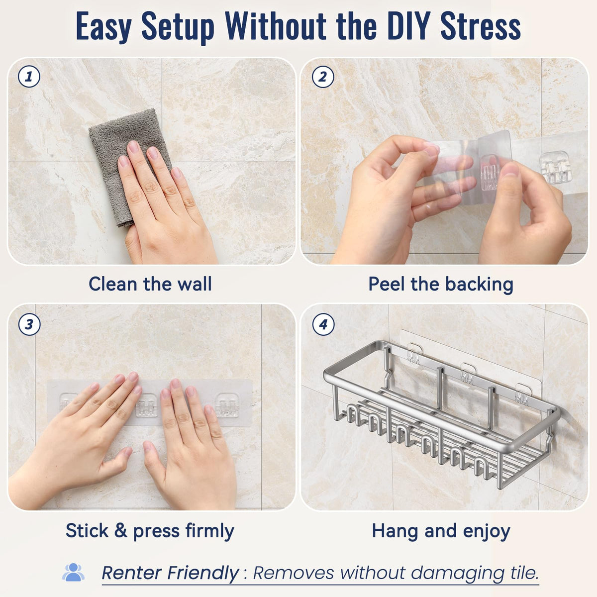 Zeawec heavy-load design supports large shampoo bottles confidently.