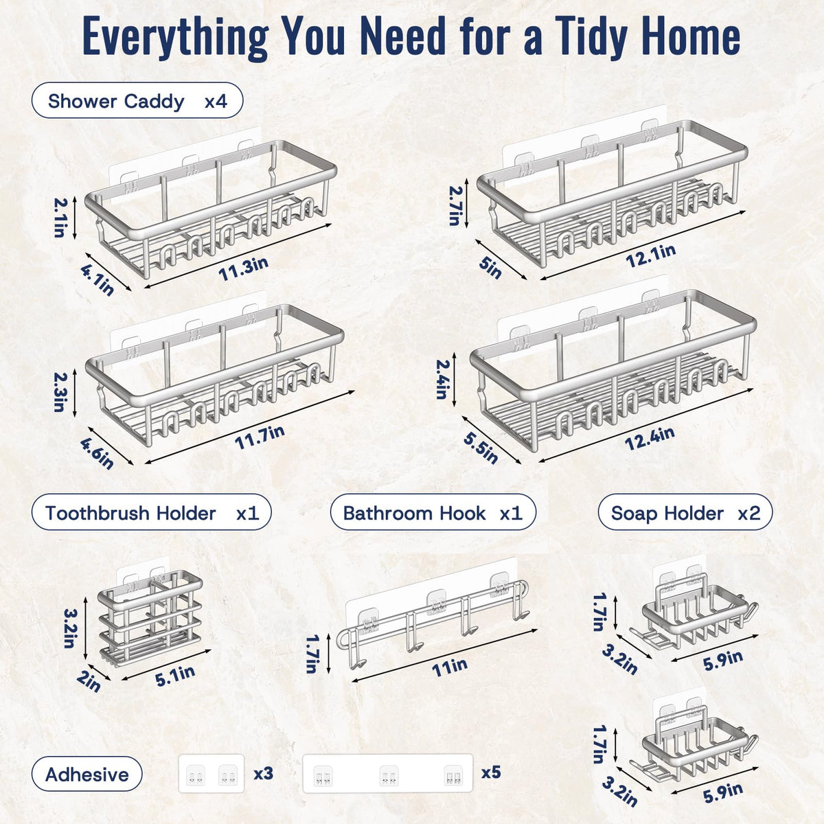 Zeawec silver-tone shelf blends with modern bathrooms.