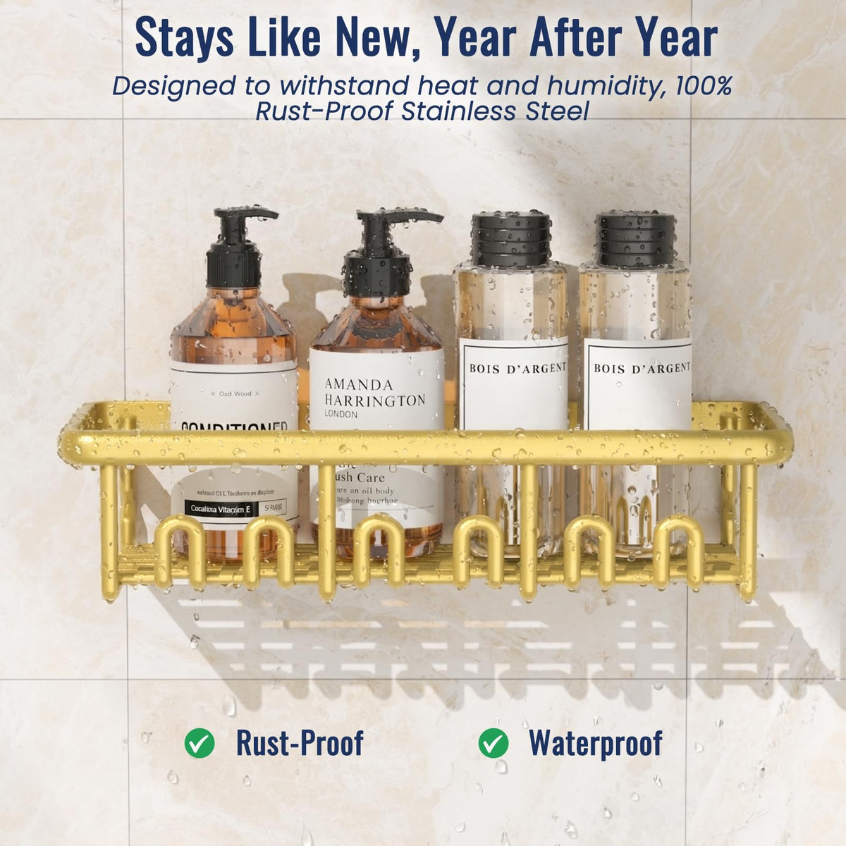 Zeawec rustproof stainless steel caddy resists moisture for long-lasting storage.