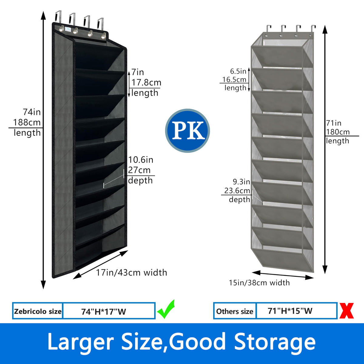 Zebricolo durable fabric and stitching ensure long-lasting closet organization.