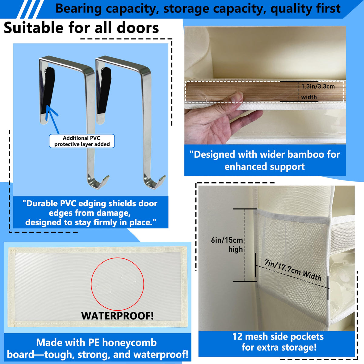 Zebricolo heavy-duty hooks with silicone pads protect doors.