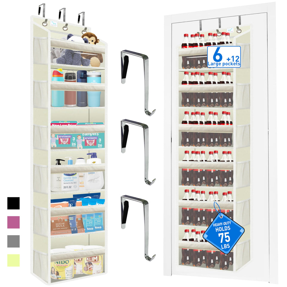 Zebricolo 6-tier over-the-door organizer keeps closet clutter organized.