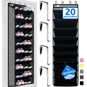 Zebricolo shoe organizer on a door, 10-tier design stores up to 30 pairs.