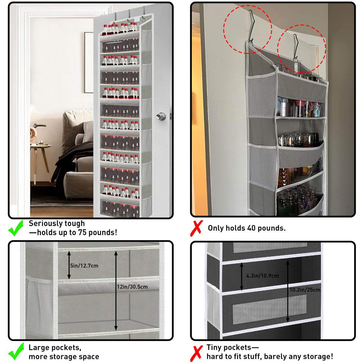 Zebricolo versatile door organizer fits nursery, office, closets.