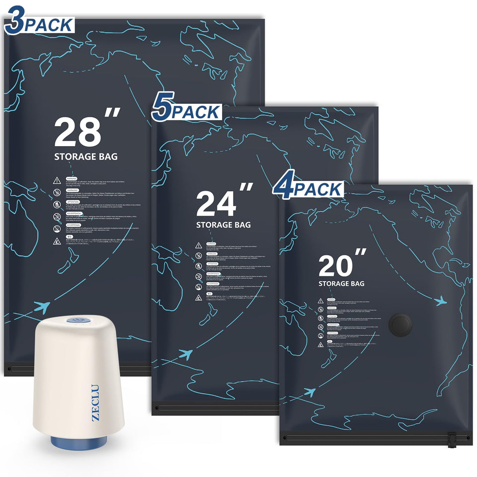 Zeclu travel vacuum pump close-up, compact USB-C power for fast air removal.