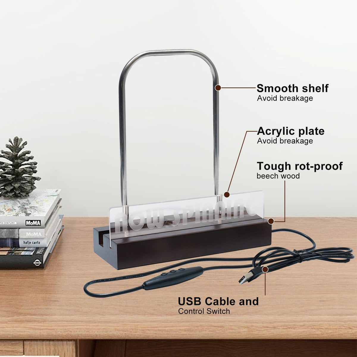 ZEDKEHO now-spinning-vinyl-stand colorful LED lighting enhances ambiance for vinyl displays