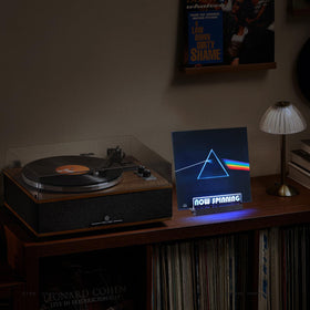 ZEDKEHO retro-record-storage-rack serves as an elegant centerpiece