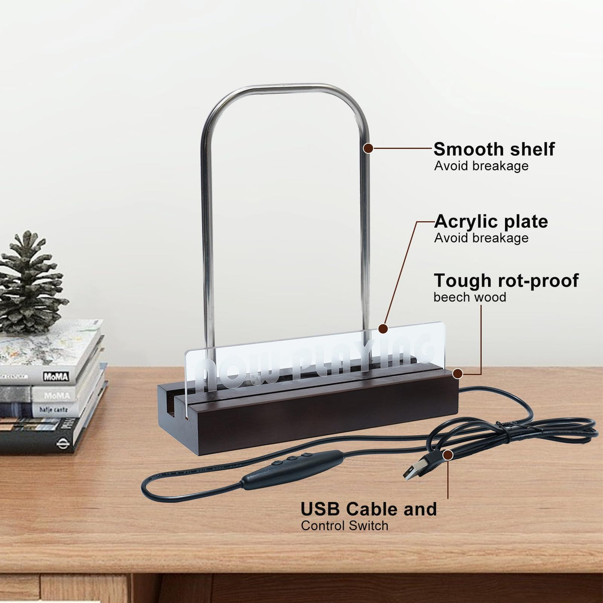 ZEDKEHO wooden vinyl storage holder neatly organizes records while adding a natural touch to any shelf.