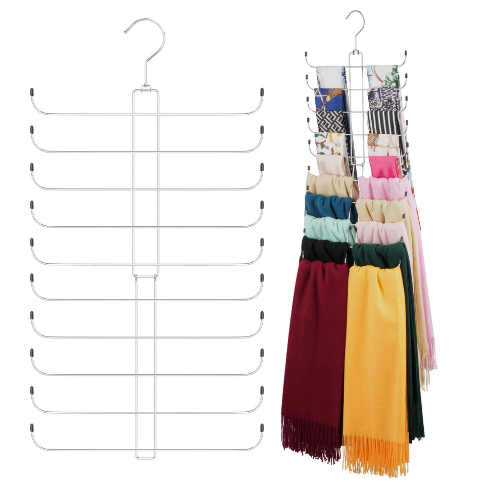 ZEDODIER scarf organizer with 10-tier design in a two-pack for neat storage.