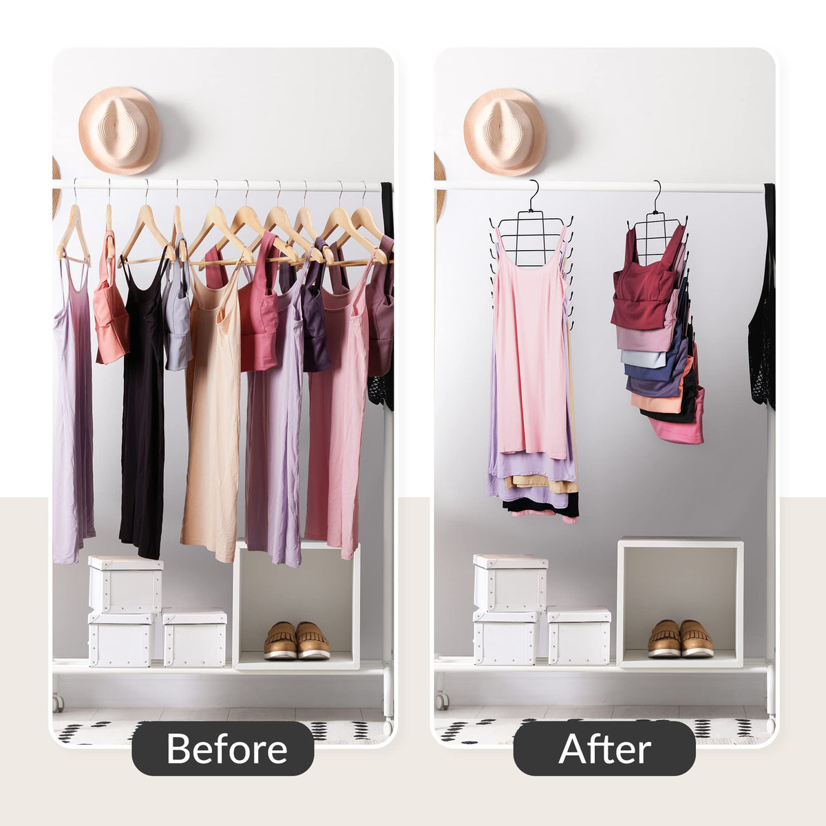 ZEDODIER tank top hanger shows eight items visible for easy selection.