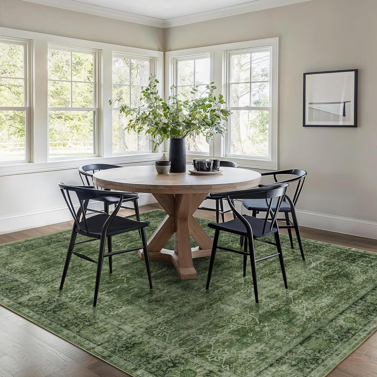 Zeeinx vintage-inspired rug with non-slip backing for safe placement.