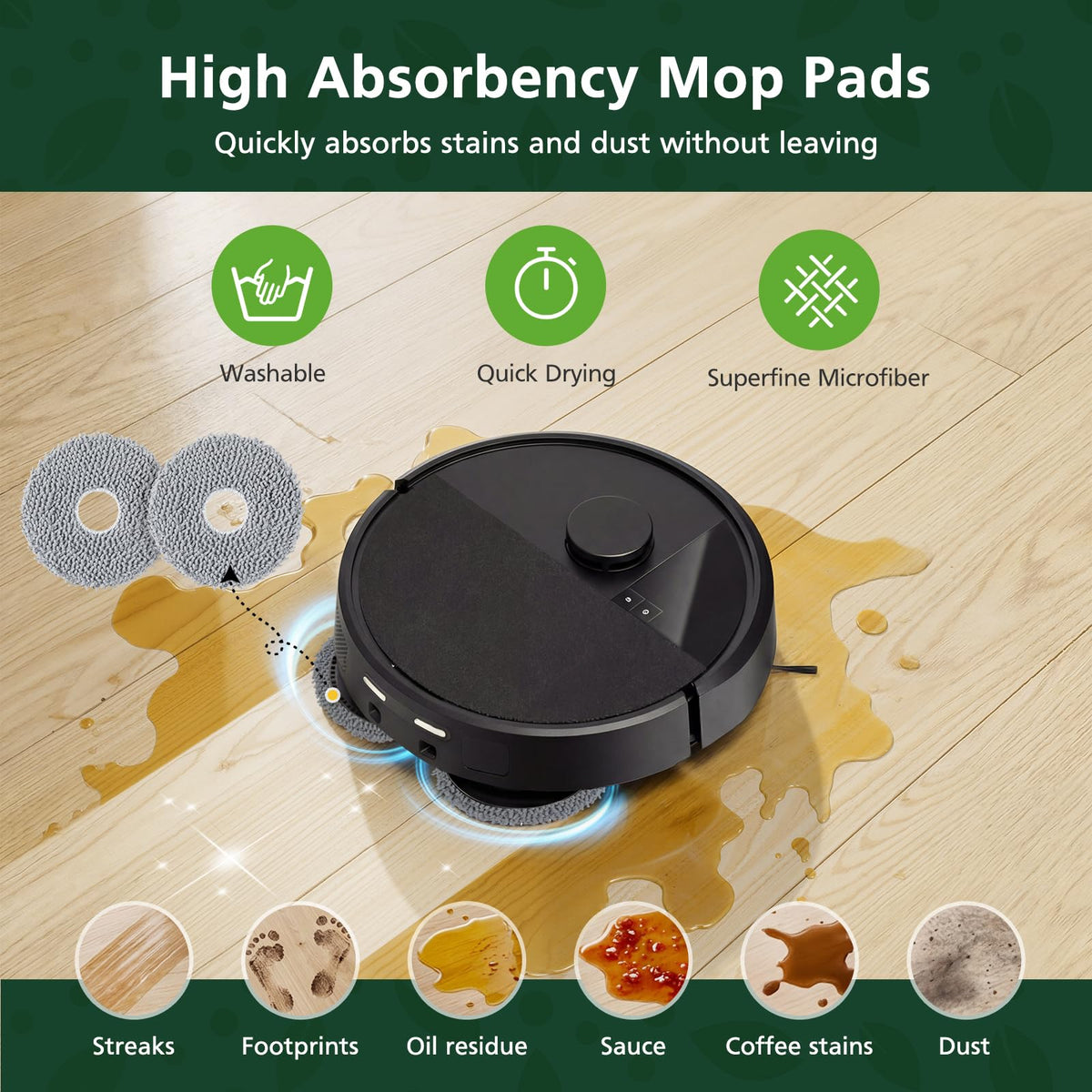 Zeekech Roomba Plus mop pads enable effective wet and dry floor care.