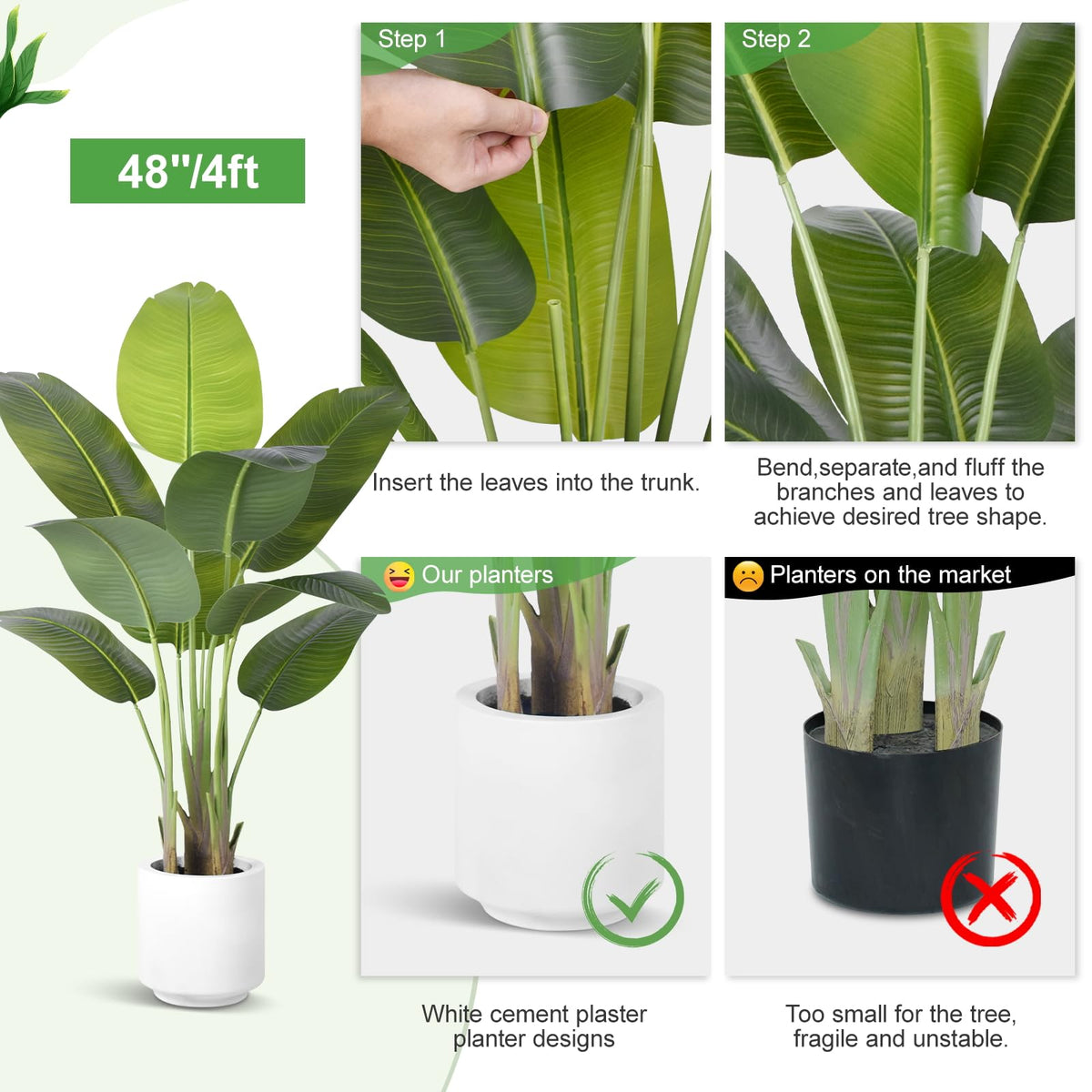 ZEEOZE low-maintenance faux plant requires no watering.