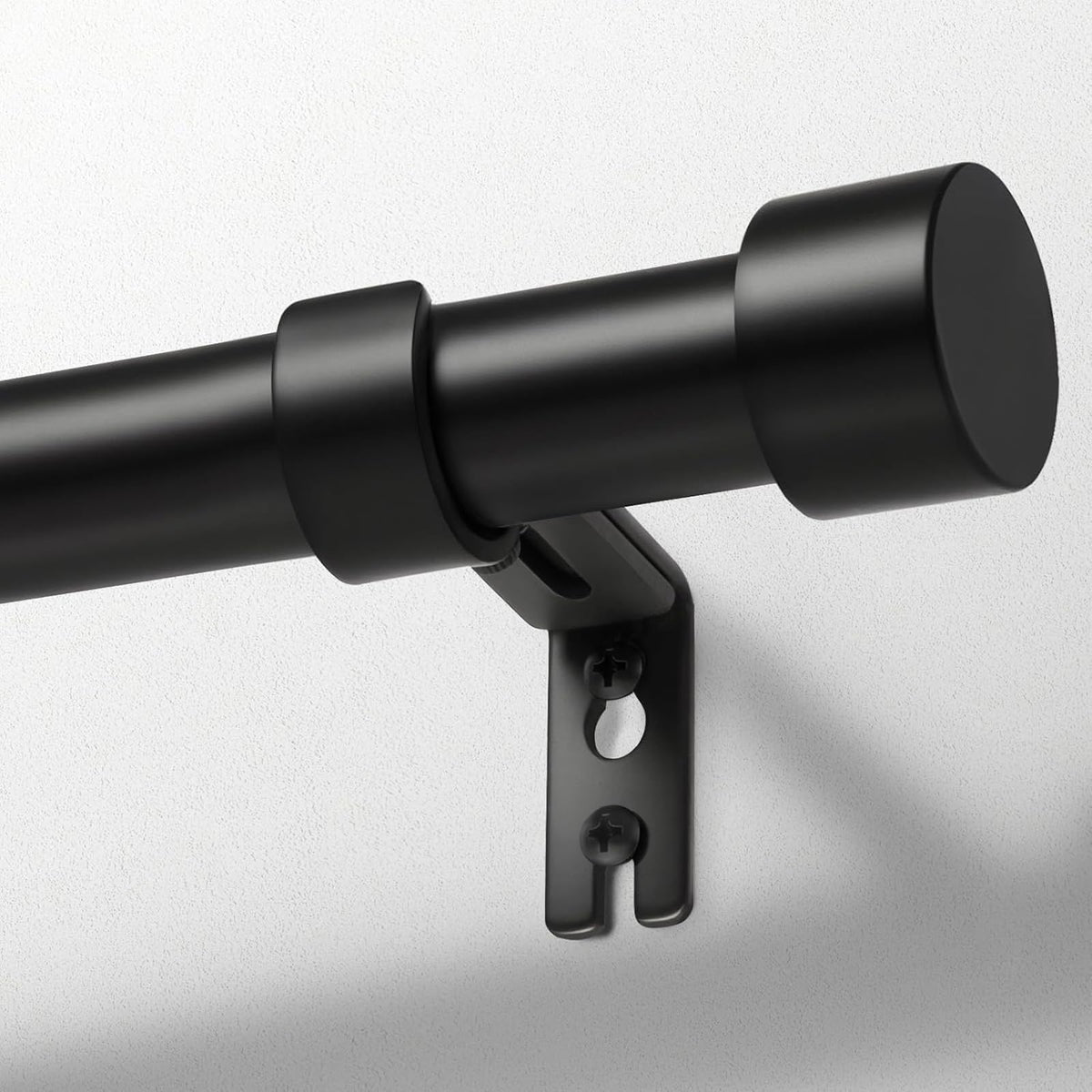 Zeerobee curtain rod front view shows 1-inch heavy-duty construction for sturdy support.