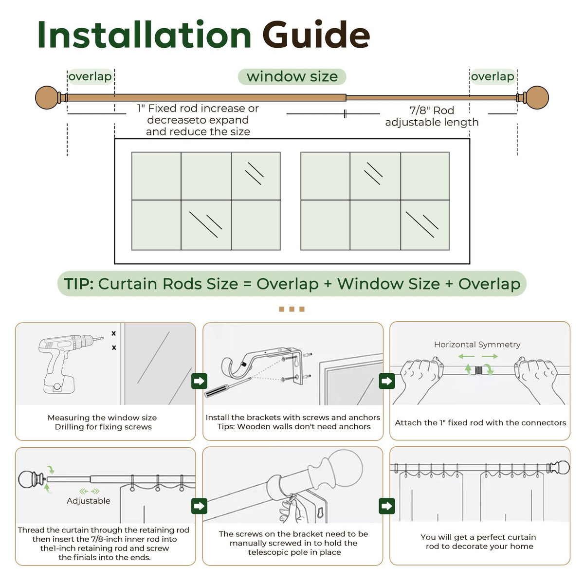 Supports up to 30 pounds for light to heavy drapes