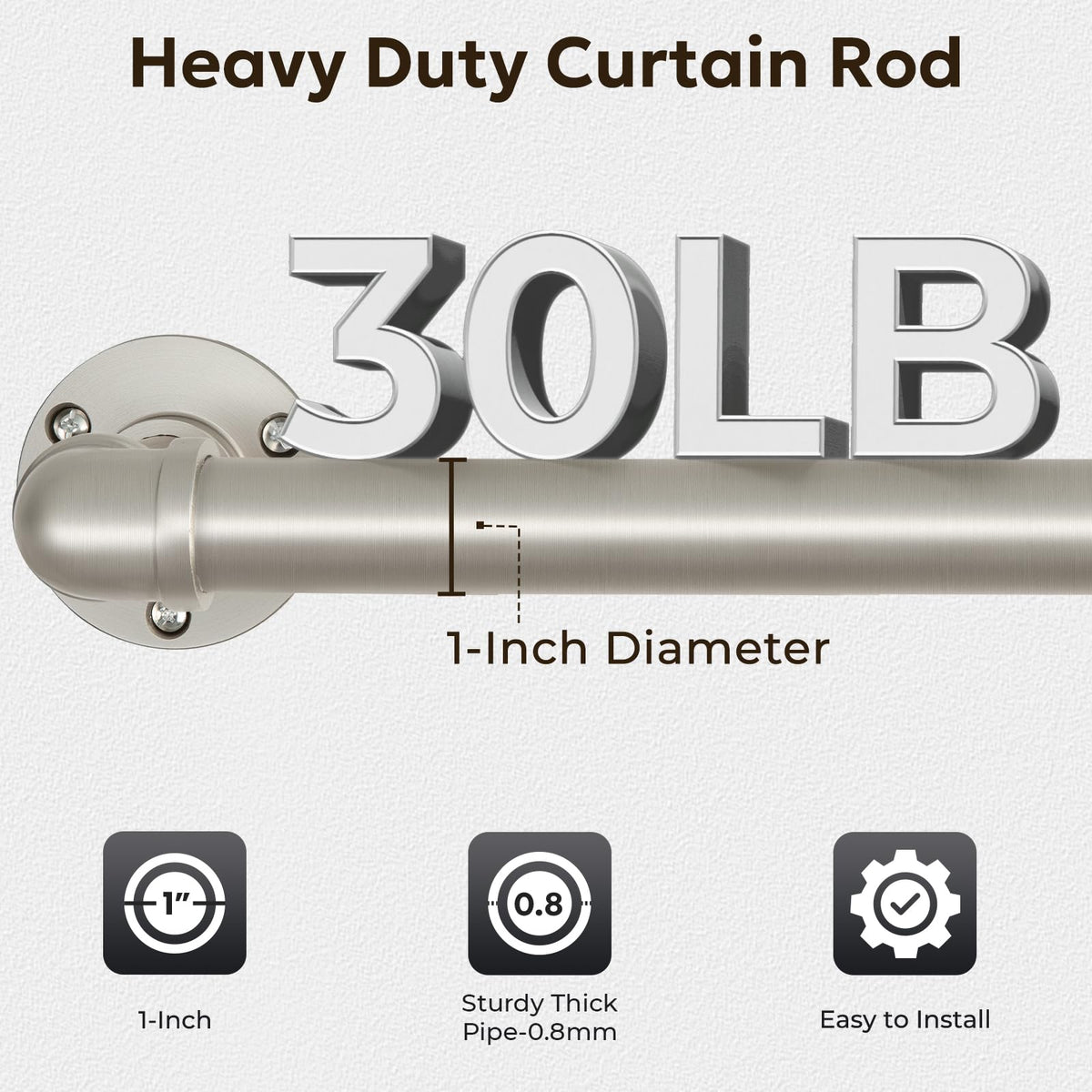 Zeerobee adjustable-length rod extends from 66 to 120 inches.