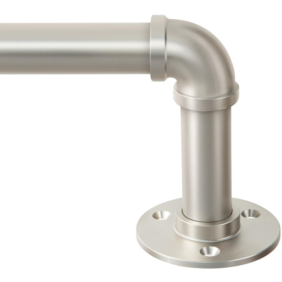 Zeerobee brushed nickel curtain rod for sturdy drapery support in modern interiors.