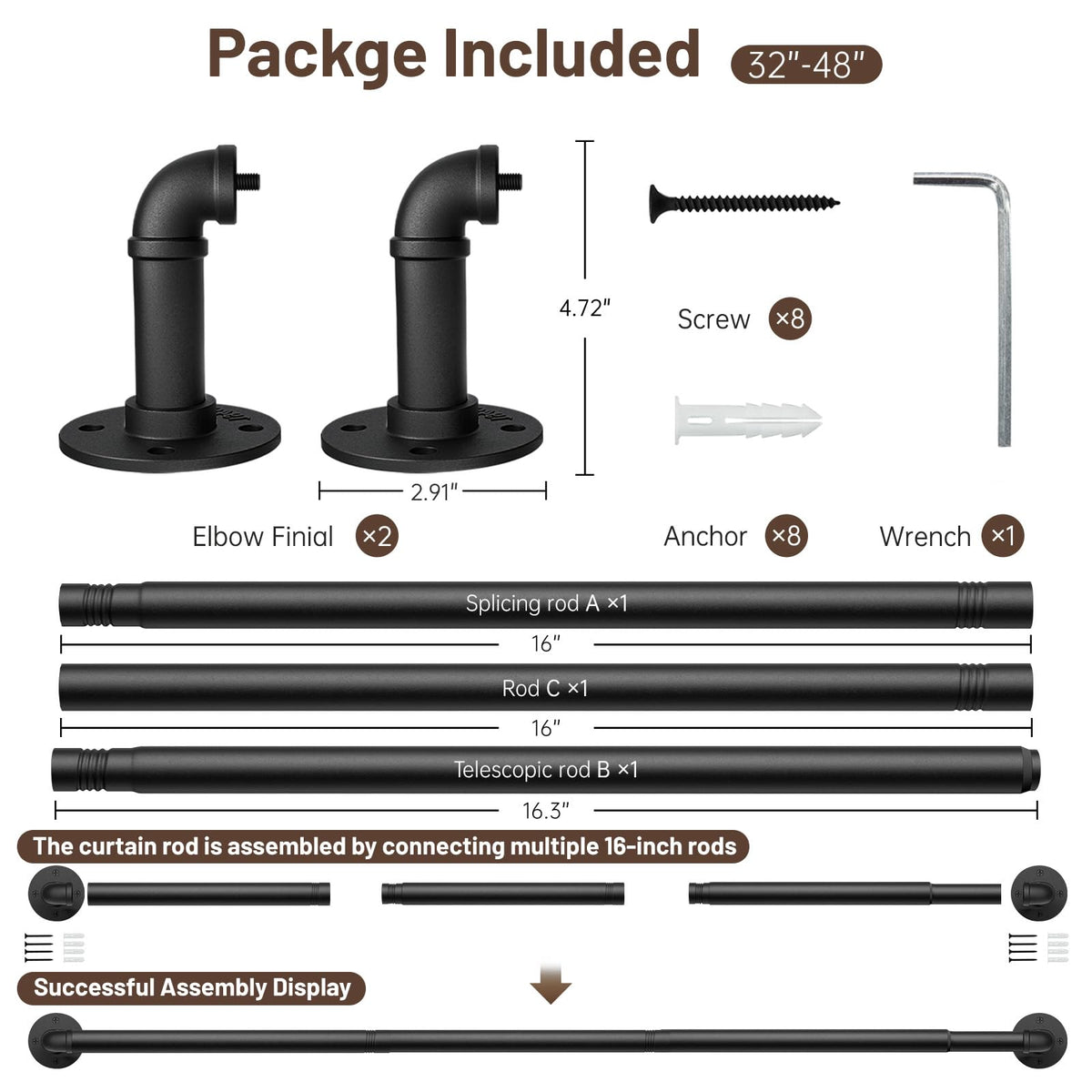 Zeerobee curtain rod 1 inch diameter provides sturdy curtain support.