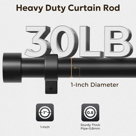 Zeerobee curtain rod matte black finish closeup highlighting rust-resistant coating.