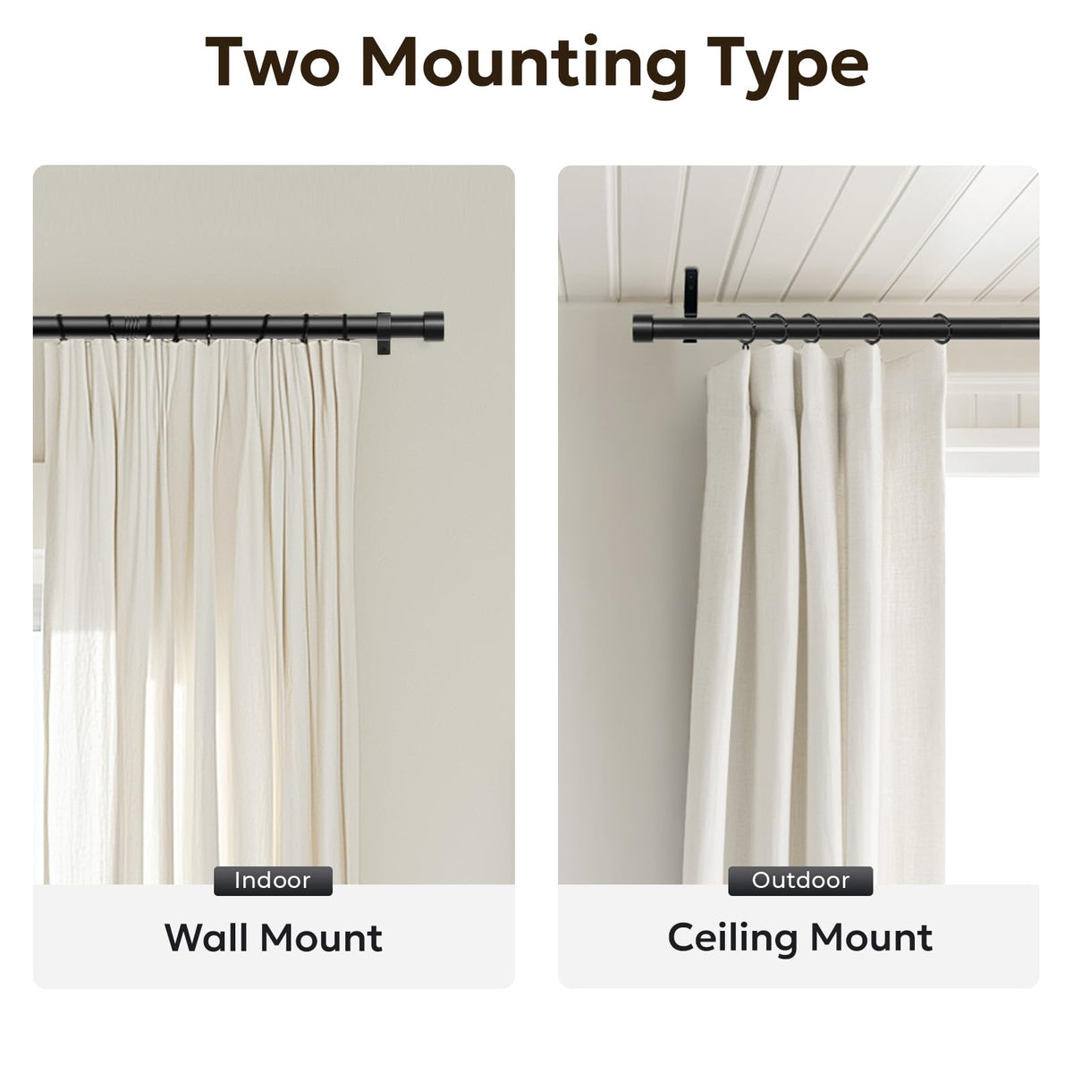 Zeerobee curtain rod blends modern design with matte finish for contemporary interiors.