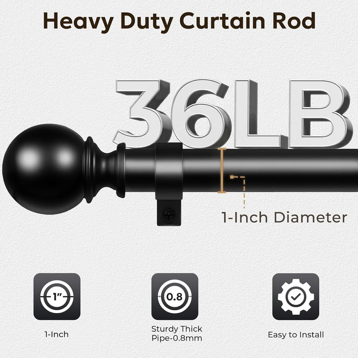 Zeerobee threaded rod option enhances hanging stability for heavy drapes.