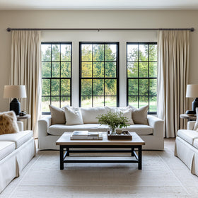 Zeerobee room-divider curtain rod defines spaces indoors and on patios.